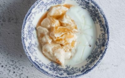 MELOCOTONES A LA CREMA DE COCO