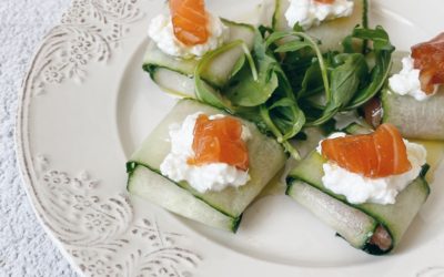 RAVIOLIS DE PEPINO Y SALMÓN